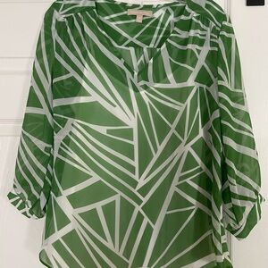 Banana Republic Green Geometric Blouse with under camisole